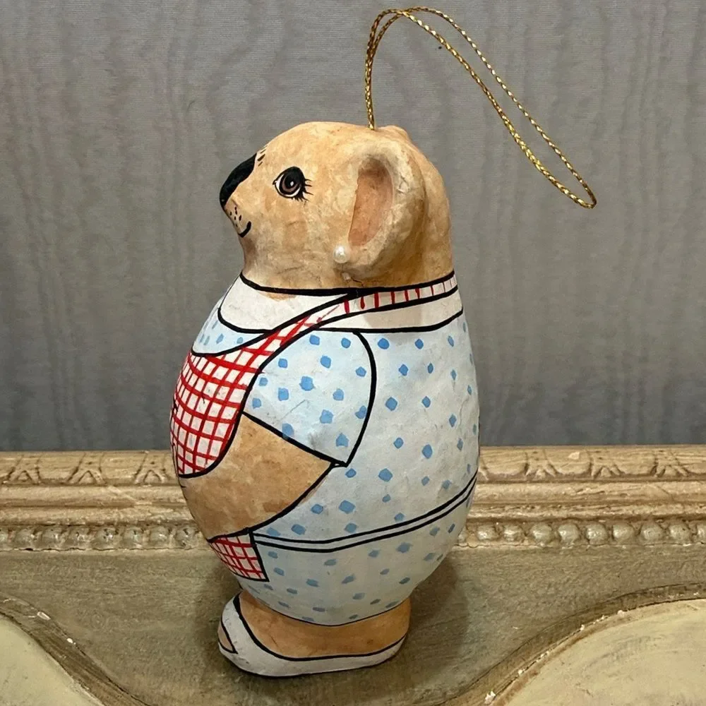 Vintage Baker Koala Bear Ornament Round Belly Papier Mache Hand Crafted Bakery